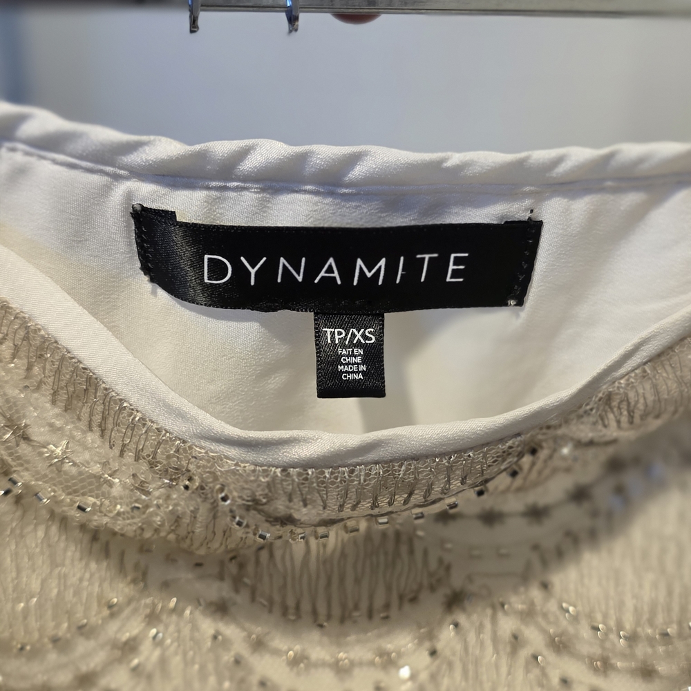 Dynamite Cream Mini Skirt with Sequins - Picture 2 of 5